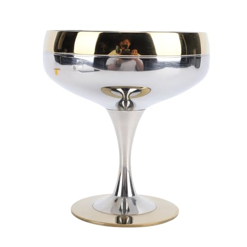 Nikou Eiskelch, 200 ml, SUS304 Edelstahl-Schüssel mit Fuß zum Servieren von Dert, Pudding, Obst, Martini, Cocktail, tropfenfest, hoher Boden von Nikou