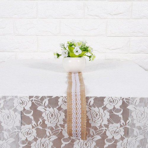 Nikou Juteband mit weißer Spitze, Basteldekoration, 4 cm breit, ideal für Hochzeiten, Partys, Tischläufer, Geschenkverpackungen Nikou Juteband mit weißer Spitze, Basteldekoration, 4 cm breit, ideal für Hochzeiten, Partys, Tischläufer, Geschenkverpackungen von Nikou