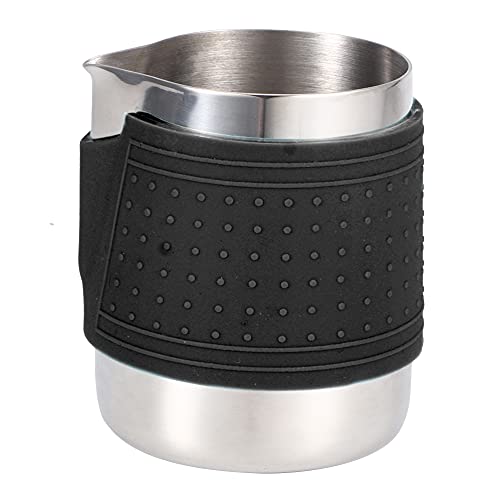 Nikou Milchaufschäumbecher aus Edelstahl, 350 ml, verbrühungssicherer Silikon-Kaffeekrug für Latte Art, Schwarz, Kaffee-Akkories, Café-Werkzeug Nikou Milchaufschäumbecher aus Edelstahl, 350 ml, verbrühungssicherer Silikon-Kaffeekrug für Latte Art, Schwarz, Kaffee-Akkories, Café-Werkzeug von Nikou