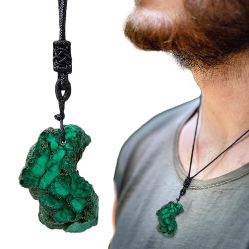 Kristall-Anhänger-Edelstein-Halskette, Malachit Kristall Damen Halskette, Tragbarer spitzer Edelsteinanhänger mit Kordel für Damen Kristall-Anhänger-Edelstein-Halskette, Malachit Kristall Damen Halskette, Tragbarer spitzer Edelsteinanhänger mit Kordel für Damen von Niktule