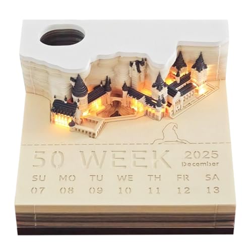 Niktule Kalender Abreißen 2025, Notizblock, Tischkalender Mit LED-Licht, Kalender-Papierschnitzkunst, Weihnachts-Adventskalender, Einweihungs-Desktop-Dekoration Mit Acryl-Schutzhülle Für Menschen von Niktule