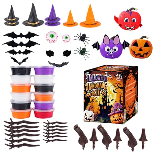 Niktule Kürbis Modelliermasse Bastelset - Halloween Bastelideen Mit Lufttrocknender Modelliermasse Für Kinder Herbst - Pädagogisches Spielzeug Geschenk Für Kindergeburtstag Weihnachten Schule von Niktule