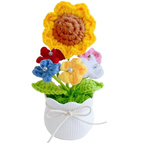 Häkelblumen, künstliche Sonnenblume, gestrickt, ewige Topfpflanzen, handgefertigt, gehäkelt, schüttelnde Sonnenblumen für Auto, Armaturenbrett, Zuhause, Büro, Dekoration, lustige Geschenke für Damen Häkelblumen, künstliche Sonnenblume, gestrickt, ewige Topfpflanzen, handgefertigt, gehäkelt, schüttelnde Sonnenblumen für Auto, Armaturenbrett, Zuhause, Büro, Dekoration, lustige Geschenke für Damen von Nikuoan