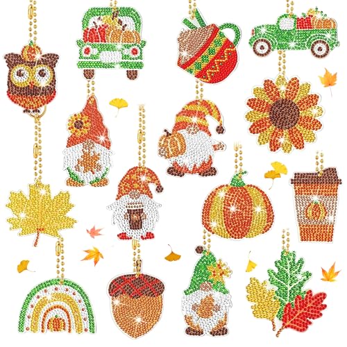 15 Stück Diamond Painting Schlüsselanhänger Anhänger für Erwachsene Kinder 5D Herbst Bastelset Doppelseitige Diamont Painting DIY Diamant Malerei Kit Orange Anhänger Erntedankfest HängendDeko Geschenk 15 Stück Diamond Painting Schlüsselanhänger Anhänger für Erwachsene Kinder 5D Herbst Bastelset Doppelseitige Diamont Painting DIY Diamant Malerei Kit Orange Anhänger Erntedankfest HängendDeko Geschenk von Nilioyul