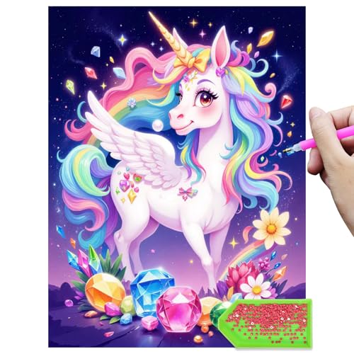 Nilnewuh Einhorn Diamond Painting für Kinder ab 6 Jahre und Erwachsene Anfänger, 30x40cm Große 5D Diamant Malerei Bilder, DIY Kunst Bastelset, Mosaikherstellung Basteln Kit für Mädchen Geschenke von Nilnewuh