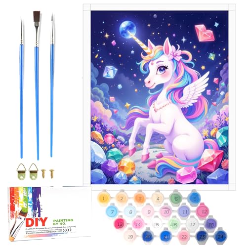 Nilnewuh Einhorn Malen Nach Zahlen für Kinder ab 6 Jahre, Junior und Erwachsene Anfänger, 40x50cm Großes DIY Gemälde Basteln Set mit Leinwand Pinseln Acrylfarben, Painting Kit für Mädchen Geschenke Nilnewuh Einhorn Malen Nach Zahlen für Kinder ab 6 Jahre, Junior und Erwachsene Anfänger, 40x50cm Großes DIY Gemälde Basteln Set mit Leinwand Pinseln Acrylfarben, Painting Kit für Mädchen Geschenke von Nilnewuh