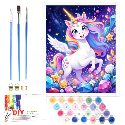 Nilnewuh Einhorn Malen Nach Zahlen für Kinder ab 6 Jahre, Junior und Erwachsene Anfänger, 40x50cm Großes DIY Painting Basteln Set mit Leinwand Pinseln Acrylfarben, Gemälde Kit für Mädchen Geschenke Nilnewuh Einhorn Malen Nach Zahlen für Kinder ab 6 Jahre, Junior und Erwachsene Anfänger, 40x50cm Großes DIY Painting Basteln Set mit Leinwand Pinseln Acrylfarben, Gemälde Kit für Mädchen Geschenke von Nilnewuh