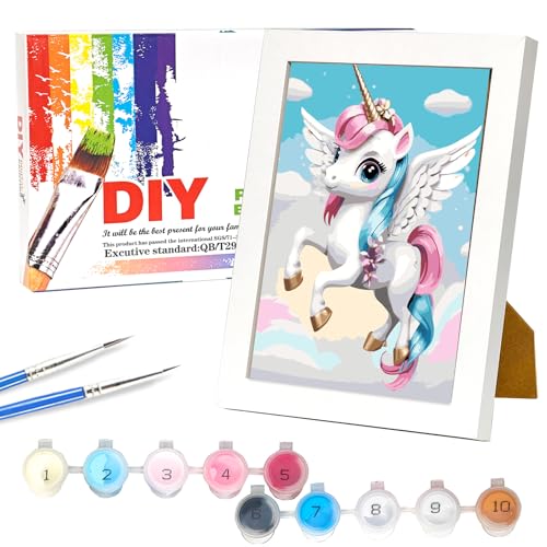 Nilnewuh Einhorn Malen Nach Zahlen mit Holzrahmen für Kinder ab 6 Jahre, Junior und Erwachsene Anfänger, 18x24cm Klein DIY Gemälde Bastelset, Painting Kit mit Leinwand Pinseln Acrylfarben für Mädchen Nilnewuh Einhorn Malen Nach Zahlen mit Holzrahmen für Kinder ab 6 Jahre, Junior und Erwachsene Anfänger, 18x24cm Klein DIY Gemälde Bastelset, Painting Kit mit Leinwand Pinseln Acrylfarben für Mädchen von Nilnewuh