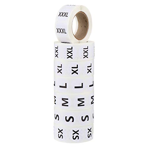 Aufkleber für Kleidung und Schuhe, 500 Aufkleber pro Rolle (XS/S/M/L/XL/XXL/XXXL pro Rolle), ideal für Kleidung & Schuhe Kategorisierung & Lagerverwaltung von Niltracy