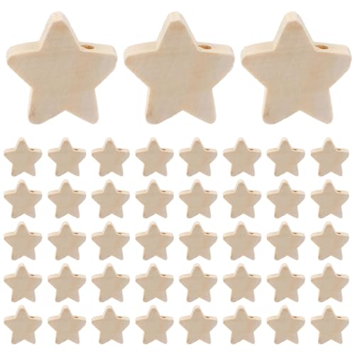 Bastelbedarf, sternförmige Holzperlen (100 Stück pro Packung), ideal für Bastelarbeiten und Schmuckherstellung, DIY-Perlenzubehör, 100 Stück sternförmige Holzperlen von Niltracy