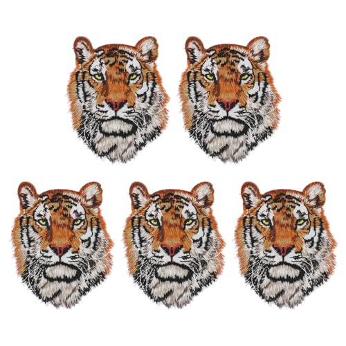Bestickter Aufnäher mit Tigerkopf, rot und 5 Stück mit gesticktem Design, ideal für Kleidung und Gepäckdekoration, bestickter Tigerkopf, 5 Stück, rot Bestickter Aufnäher mit Tigerkopf, rot und 5 Stück mit gesticktem Design, ideal für Kleidung und Gepäckdekoration, bestickter Tigerkopf, 5 Stück, rot von Niltracy