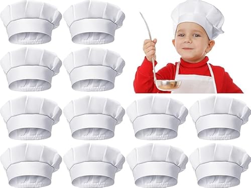 Niltracy Kochmütze für Kinder, elastisch, für Zuhause, Küche, Backen, Pizza, Partyzubehör, Weiß, 12 Stück Niltracy Kochmütze für Kinder, elastisch, für Zuhause, Küche, Backen, Pizza, Partyzubehör, Weiß, 12 Stück von Niltracy