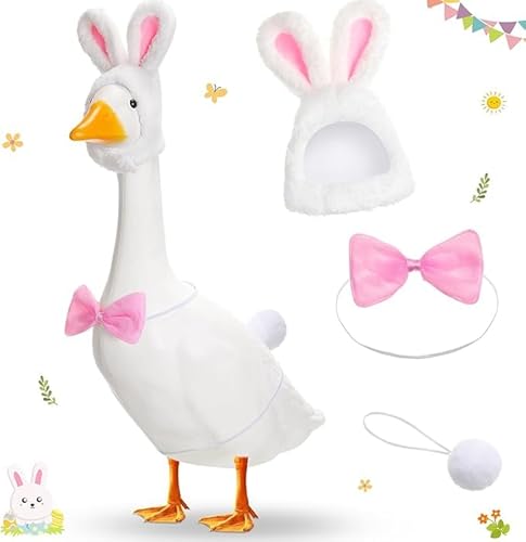 Niltracy Osterhasen-Verkleidung für Zementgans, 58,4 cm, Rasengans, Statue, Kleidung, Hasenohren-Hut und Fliege, Schwanz, Oster-Gans-Kostüm aus Kunststoff für Ostern, Party, Hof, Outdoor Niltracy Osterhasen-Verkleidung für Zementgans, 58,4 cm, Rasengans, Statue, Kleidung, Hasenohren-Hut und Fliege, Schwanz, Oster-Gans-Kostüm aus Kunststoff für Ostern, Party, Hof, Outdoor von Niltracy