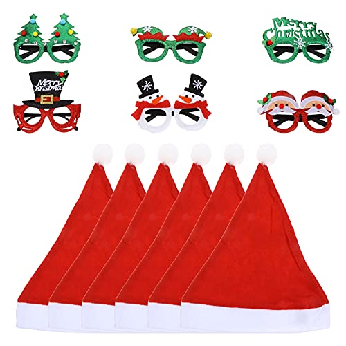Niltracy Weihnachtsdekorationsbrillen und Hut-Set, 12-teiliges Set mit 6 Gläsern + 6 Hüten, ideal für Weihnachtsdekoration & Geschenk, Weihnachtsdekorations-Brille und Hut-Set, Urlaubsmotiv-Zubehör Niltracy Weihnachtsdekorationsbrillen und Hut-Set, 12-teiliges Set mit 6 Gläsern + 6 Hüten, ideal für Weihnachtsdekoration & Geschenk, Weihnachtsdekorations-Brille und Hut-Set, Urlaubsmotiv-Zubehör von Niltracy