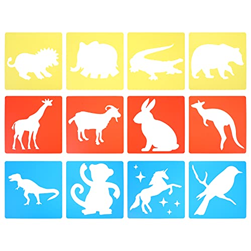 Schablonen-Set für Kinder, Kreide, Zeichnen, Tierschablonen-Set, ausgehöhlt, für Kunstunterricht und Zeichnen, perfekt für die kreative Lernzeit von Kindern, Nr. 2 Schablonen-Set von Niltracy