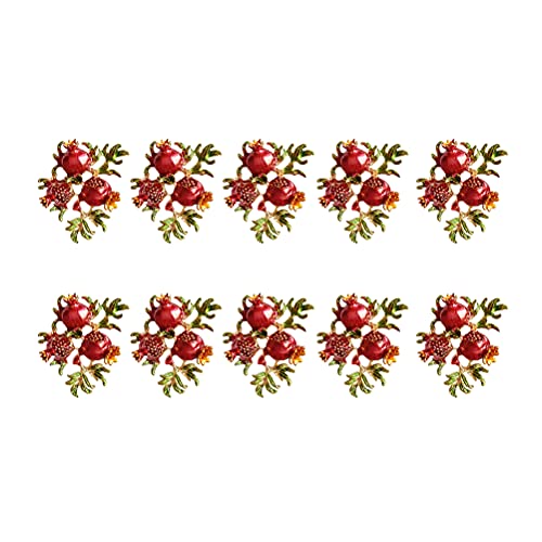 Schmuckzubehör aus Legierung, große Granatapfel-Form mit roten und grünen Blättern, ideal für DIY-Haar-Accessoires, Schmuck-Zubehör, 10 Stück von Niltracy