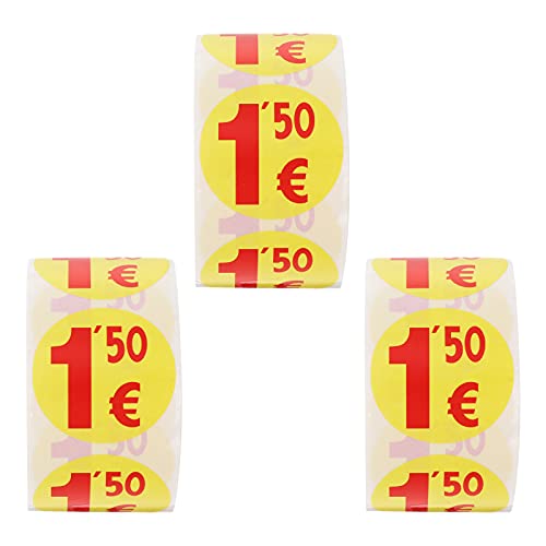Selbstklebende Preisetiketten Aufkleber, 3 - Rollen Set mit 1500 Aufklebern (500 pro Rolle), ideal für Supermarkt Preismarkierung & Versiegelung von Niltracy