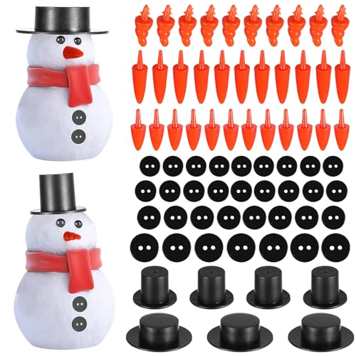 Weihnachts-Schneemann-Zubehör, Bastelset, 320-teiliges Set (260 Nasenknöpfe + 30 kleine und 30 mittelgroße Hüte), ideal für Weihnachtsdekoration DIY & handgefertigte Projekte von Niltracy