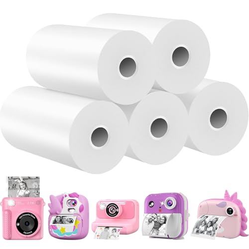 5 Rollen Kinderkamera-Druckpapier, Nachfüllpackung, Sofortdruck-Kamera-Fotopapier, kompatibel mit den meisten Kinder-Sofortdruckkameras, 5,6 cm, BPA-frei von NimNik