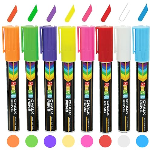 NimNik Flüssigkreide-Marker, Kreidestifte, 6 mm, wendbare Spitze, Kreidemarker für Glas, Fenster, 8 Stück NimNik Flüssigkreide-Marker, Kreidestifte, 6 mm, wendbare Spitze, Kreidemarker für Glas, Fenster, 8 Stück von NimNik