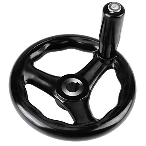 Nimoa Handrad, 12 * 125mm Schwarzes rundes 3-Speichen-Handrad für Drehmaschinenfräsmaschine von Nimoa