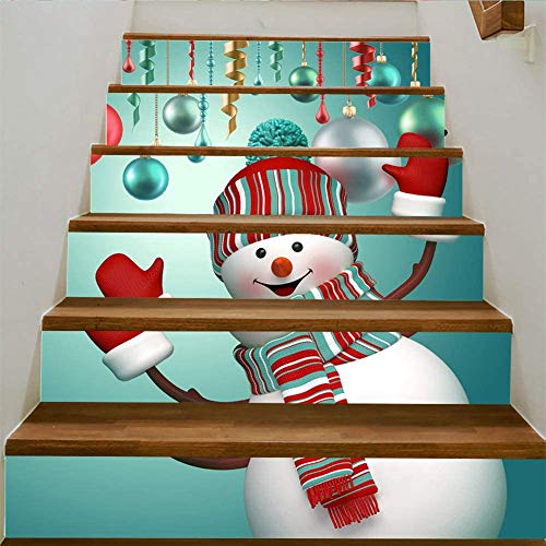 Nimomo Treppenaufkleber - 3D Weihnachten dekorative Treppen Aufkleber Treppenaufkleber Family Decor Waterproof 袁(#Snowman) von Nimomo
