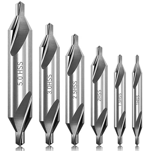 Zentrierbohrer Metall Set, 6-Tlg Hss Zentrierbohrer Center Drill Bit, 60 Grad Countersink Bohrer Drehbank Bohrer Senker Anbohrer Für Metall, Legierung, Kupfer, Eisen, 1/1,5/2/2,5/3/5mm Zentrierbohrer Metall Set, 6-Tlg Hss Zentrierbohrer Center Drill Bit, 60 Grad Countersink Bohrer Drehbank Bohrer Senker Anbohrer Für Metall, Legierung, Kupfer, Eisen, 1/1,5/2/2,5/3/5mm von Nimomo