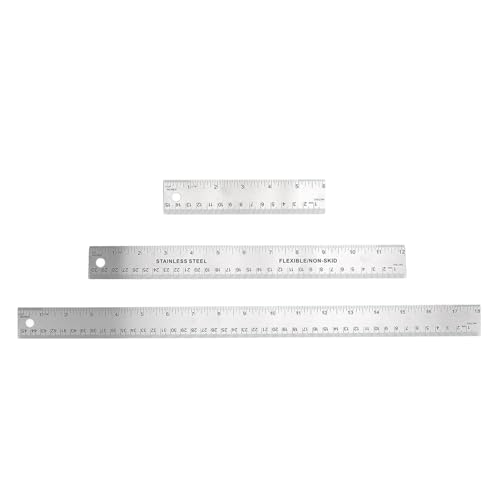 CORK BACK METAL RULER NON SLIP FÜR STUDENTEN KÜNSTLER, PRECISE MESSUNGEN EDELSTAHL 3 STÜCKE von NinGYiYan