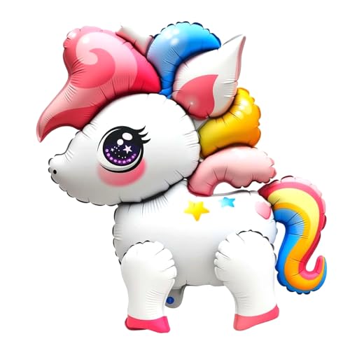 Nine San 3D Einhorn Luftballons Rainbow Unicorn Folienballon Stehend Geschenk Einhornballon Kinder Dschungel Einhornparty Deko von Nine san