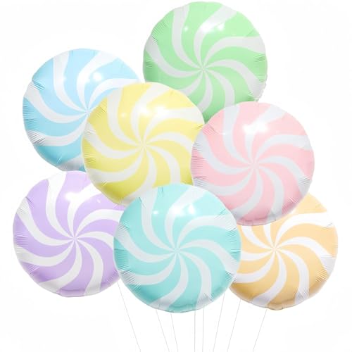 Nine San 7 Stücke Candy Luftballon Lollipop Süßigkeiten Balloons Candies Rainbow Folienballon Candyland Themed Sommerparty Ice Cream Decorations Christmas(45cm) von Nine san