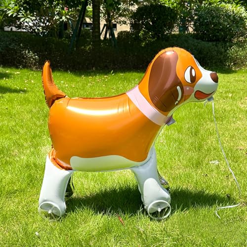Nine San Walking Hunde Luftballons Stehend 3D Hunde Folienballon with Wheels Dog Helium Ballon Walker Hundeballon Babyshower Party Geburtstag Deko von Nine san