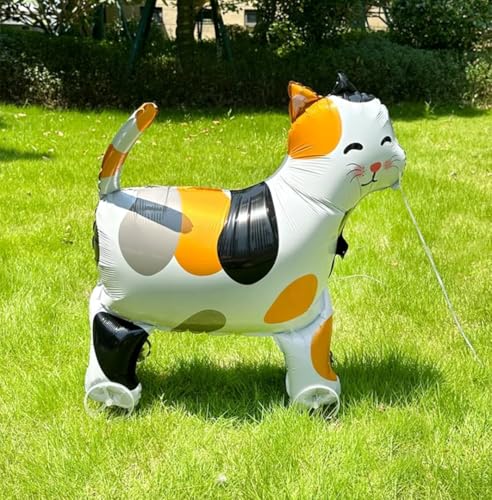 Nine San Walking Katzen Luftballons Stehend 3D Katze Folienballon with Wheels Cat Helium Ballon Walker Katzenballon Babyshower Party Geburtstag Deko von Nine san