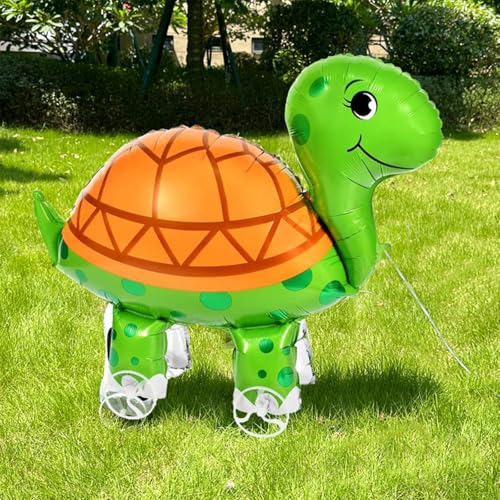 Nine San Walking Schildkröte Luftballons Stehend Schildkröten Folienballon with Wheels Walker Turtle Ballon Kindergeburtstag Schildkröt Deko von Nine san