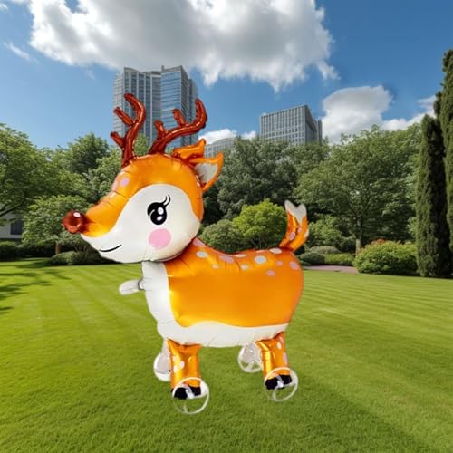 Nine San Walking Weihnachts 3D Reh Luftballons Stehend Elch Folienballon with Wheels Weihnachtsreh Walker Xmas Rentier Party Geburtstag Deko von Nine san