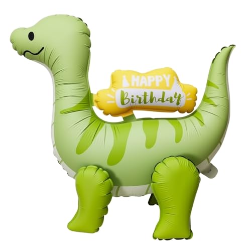 Nine San XXL Dino Happy Birthday Luftballon 3D Green Dinosaurier Folienballon Geburtstag Stehend Dinoballon Kinder Dschungel Dinoparty Deko von Nine san