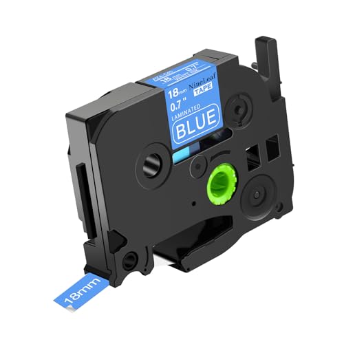 NineLeaf 1 Packung Ersatz für Brother P-Touch TZe-545 TZe545 TZ545 AZe 18mm 0.7'' 8m Laminiertes Weiß auf Blau Schriftband Bänder für Ptouch PT-D600 D600VP E500VP E550W E550WVP Beschriftungsgerät von NineLeaf