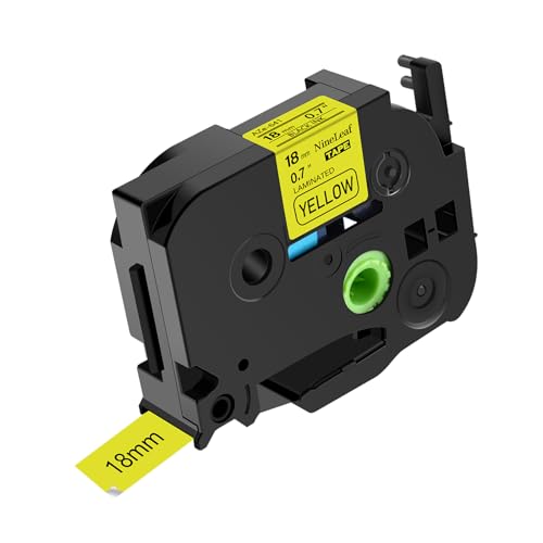 NineLeaf 1 Packung Ersatz für Brother P-Touch TZe-641 TZe641 TZ641 AZe 18mm 0.7'' 8m Laminiertes Schwarz auf Gelb Schriftband Bänder für Ptouch PT-D600 D600VP E500VP E550W E550WVP Beschriftungsgerät von NineLeaf