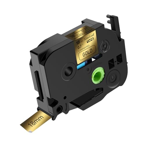 NineLeaf 1 Packung Ersatz für Brother P-Touch TZe-841 TZe841 TZ841 AZe 18mm 0.7'' 8m Laminiertes Schwarz auf Gold Schriftband Bänder für Ptouch PT-D600 D600VP E500VP E550W E550WVP Beschriftungsgerät von NineLeaf