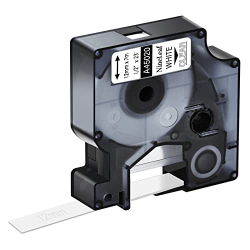NineLeaf 1 Packung Ersatz für Dymo D1 45020 S0720600 A45020 12mm x 7m 0.47'' Bänder Weiß auf Transparent Schriftband für LabelManager 160 210D 220P 120P LabelPoint 100 150 200 250 Beschriftungsgerät NineLeaf 1 Packung Ersatz für Dymo D1 45020 S0720600 A45020 12mm x 7m 0.47'' Bänder Weiß auf Transparent Schriftband für LabelManager 160 210D 220P 120P LabelPoint 100 150 200 250 Beschriftungsgerät von NineLeaf