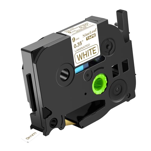NineLeaf 1 x Ersatz für Brother P-Touch TZe-224 TZ-224 TZe224 TZ224 AZe 9mm 0.35'' Bänder Laminiertes Gold auf Weiß Schriftband Kassette für Ptouch PT-1280TG 1280VP Beschriftungsgerät von NineLeaf