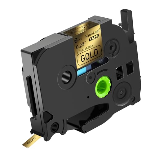 NineLeaf 1 x Ersatz für Brother P-Touch TZe-811 TZ-811 TZe811 TZ811 AZe 6mm 0.23'' Bänder Laminiertes Schwarz auf Gold Schriftband Kassette für Ptouch PT-1280TG 1280VP Beschriftungsgerät von NineLeaf