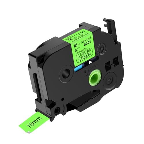 NineLeaf 1 x Ersatz für Brother P-Touch TZe-D41 TZ-D41 TZeD41 TZD41 AZe 18mm 0.7'' Bänder Laminiertes Schwarz auf fluo Grün Schriftband Kassette für Ptouch PT-2200 2210 2300 Beschriftungsgerät von NineLeaf