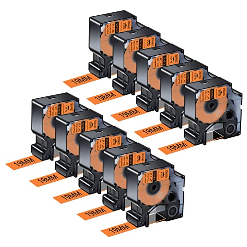 NineLeaf 10 Packung Ersatz für Dymo IND 18436 A18436 19mm x 5.5m Bänder Schwarz auf Orange Vinyl Permanentes Industrie Schriftband für Rhino 4200 5200 5000 6000 ILP 3M PL150 PL200 Beschriftungsgerät NineLeaf 10 Packung Ersatz für Dymo IND 18436 A18436 19mm x 5.5m Bänder Schwarz auf Orange Vinyl Permanentes Industrie Schriftband für Rhino 4200 5200 5000 6000 ILP 3M PL150 PL200 Beschriftungsgerät von NineLeaf