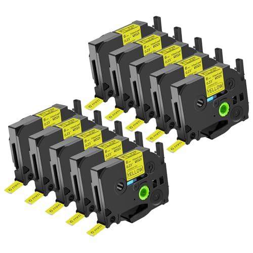 NineLeaf 10 x Ersatz für Brother P-Touch TZe-611 TZ-611 TZe611 TZ611 AZe 6mm 0.23'' Bänder Laminiertes Schwarz auf Gelb Schriftband Kassette für Ptouch PT-1280TG 1280VP Beschriftungsgerät NineLeaf 10 x Ersatz für Brother P-Touch TZe-611 TZ-611 TZe611 TZ611 AZe 6mm 0.23'' Bänder Laminiertes Schwarz auf Gelb Schriftband Kassette für Ptouch PT-1280TG 1280VP Beschriftungsgerät von NineLeaf