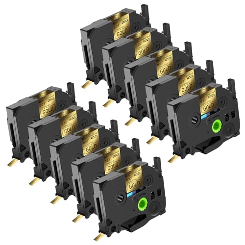 NineLeaf 10 x Ersatz für Brother P-Touch TZe-811 TZ-811 TZe811 TZ811 AZe 6mm 0.23'' Bänder Laminiertes Schwarz auf Gold Schriftband Kassette für Ptouch PT-1280TG 1280VP Beschriftungsgerät von NineLeaf