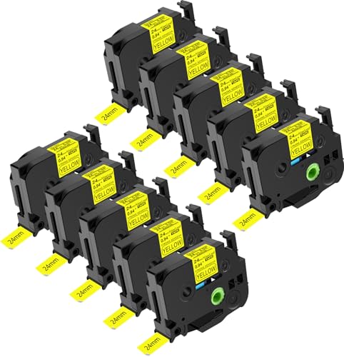 NineLeaf 10 x Kompatibel für Brother P-touch TZe-S651 TZS651 AZe-S651 24mm 0.1'' Extra-Stark Klebend Schwarz auf Gelb Laminiert Etikettenband für Ptouch PT-9800PCN D600 D600VP E500 Beschriftungsgerät NineLeaf 10 x Kompatibel für Brother P-touch TZe-S651 TZS651 AZe-S651 24mm 0.1'' Extra-Stark Klebend Schwarz auf Gelb Laminiert Etikettenband für Ptouch PT-9800PCN D600 D600VP E500 Beschriftungsgerät von NineLeaf