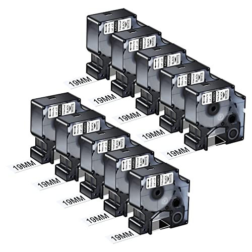 NineLeaf 10 x Kompatibel für Dymo D1 45803 S0720830 A45803 Schriftband 19mm 3/4'' Schwarz auf Weiß Etikettenband für LabelManager PC PC II Wireless PnP PnP LabelPoint 300 Beschriftungsgerät von NineLeaf