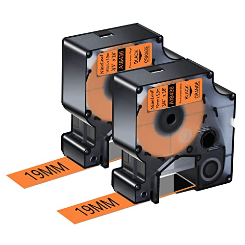 NineLeaf 2 Packung Ersatz für Dymo IND 18436 A18436 19mm x 5.5m Bänder Schwarz auf Orange Vinyl Permanentes Industrie Schriftband für Rhino 4200 5200 5000 6000 ILP 3M PL150 PL200 Beschriftungsgerät NineLeaf 2 Packung Ersatz für Dymo IND 18436 A18436 19mm x 5.5m Bänder Schwarz auf Orange Vinyl Permanentes Industrie Schriftband für Rhino 4200 5200 5000 6000 ILP 3M PL150 PL200 Beschriftungsgerät von NineLeaf