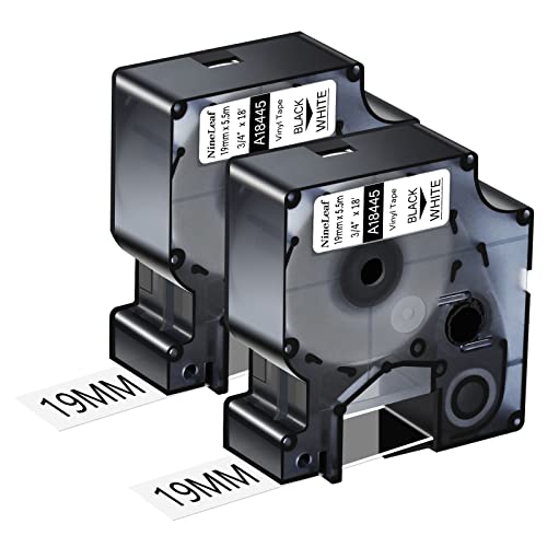 NineLeaf 2 Packung Ersatz für Dymo IND 18445 A18445 19mm x 5.5m Bänder Schwarz auf Weiß Vinyl Permanentes Industrie Schriftband für Rhino 4200 5200 5000 6000 ILP 3M PL150 PL200 Beschriftungsgerät NineLeaf 2 Packung Ersatz für Dymo IND 18445 A18445 19mm x 5.5m Bänder Schwarz auf Weiß Vinyl Permanentes Industrie Schriftband für Rhino 4200 5200 5000 6000 ILP 3M PL150 PL200 Beschriftungsgerät von NineLeaf