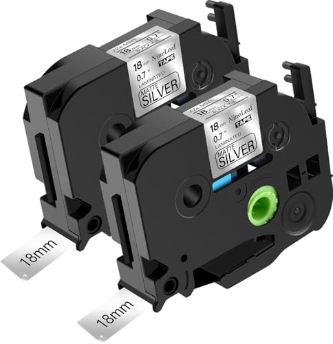 NineLeaf 2 x Kompatibel für Brother P-touch TZe-M941 TZeM941 TZ-M941 TZM941 AZe-M941 TZE 18mm 0.7'' Schwarz auf Matt Silber Laminiert Etikettenband für Ptouch PT-1650 1700 170K Beschriftungsgerät von NineLeaf